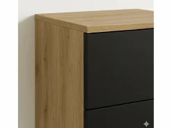 Conjunto para baño 120 cm Armario con encimera Armario con cesta Estantería Roble Artisan / Orio Negro Best