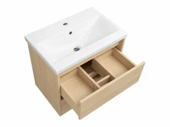 Conjunto De Baño|Conjunto para baño 60 cm Armario con lavabo Armario con espejo Frentes ranurados Aria