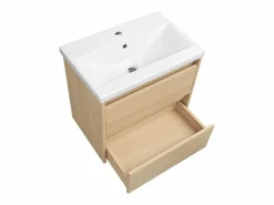 Conjunto De Baño|Conjunto para baño 60 cm Armario con lavabo Armario con espejo Frentes ranurados Aria