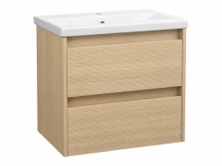 Conjunto De Baño|Conjunto para baño 60 cm Armario con lavabo Armario con espejo Frentes ranurados Aria