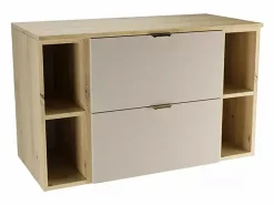 Conjunto para baño 100 cm Armario con encimera Estanterías Columna Roble Artisan / Cachemira Orio Beige