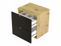 Conjunto para baño 100 cm Armario con encimera Estanterías Columna Roble Artisan / Orio Negro New
