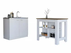 TuHome Cocina Completa|Conjunto Phoenix de Cocina, Isla de Cocina + Mueble de Cocina con fregadero