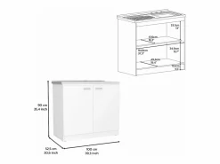 TuHome Conjunto Phoenix de Cocina, Isla de Cocina + Mueble de Cocina con fregadero Multicolor Outlet
