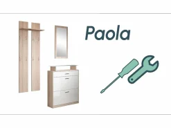 MB Muebles Bonitos Zapatero|Mueble De Almacenaje|Conjunto recibidor para Entrada Pasillo en Blanco y Gris con LED 105x24x89cm Paola