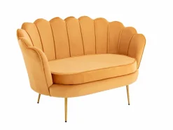 Conjunto sofá de 2 plazas y sillón de terciopelo amarillo DANDELION^Vente-unique