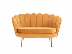 Conjunto sofá de 2 plazas y sillón de terciopelo amarillo DANDELION^Vente-unique