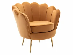 Conjunto sofá de 2 plazas y sillón de terciopelo amarillo DANDELION^Vente-unique