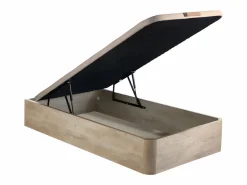 NATUREA Conjunto somier arcón colchón espuma tela de bambú 90 x 190 cm KANANI de Color natural claro New