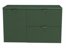 Conjunto para baño 100 cm Armario Encimera Armario con cesta Columna Frentes ranurados Verde New