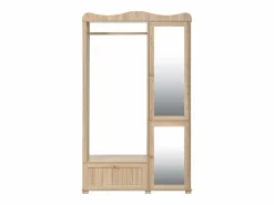 ModernLuxe Conjunto vestidor de entrada - 115,5x38,5x194,5 cm - con espejo y tendedero abierto - 1 cajón y 2 puertas - MDF - Color roble Color natural claro New