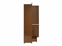ModernLuxe Armario De Entrada|Conjunto vestidor de entrada - 115,5x38,5x194,5 cm - con espejo y tendedero abierto - 1 cajón y 2 puertas - MDF - Color nogal