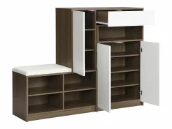 Merax Zapatero|Mueble De Almacenaje|Conjunto zapatero + banco zapatero con cojín - 140 x 35 x 110 cm - Tablero de partículas -