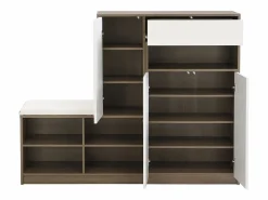 Merax Zapatero|Mueble De Almacenaje|Conjunto zapatero + banco zapatero con cojín - 140 x 35 x 110 cm - Tablero de partículas -