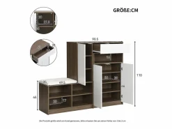 Merax Zapatero|Mueble De Almacenaje|Conjunto zapatero + banco zapatero con cojín - 140 x 35 x 110 cm - Tablero de partículas -