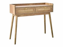 Calicosy Consola 2 cajones con frentes de ratán y patas de madera L100 cm - PALMO Color natural claro Online