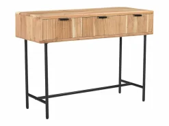 Vente-unique Consola|Consola 3 cajones de madera de acacia y metal negro - Natural claro - ALEVIA