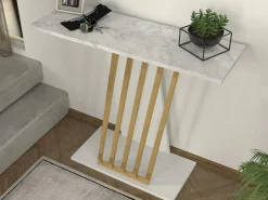 Consola - Color: Efecto mármol blanco y dorado - ORSONA^Vente-unique New