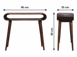 Consola Amaya estilo nórdico Artisan Furniture, 1 estante abierto, marrón oscuro Marru00f3n chocolate Online