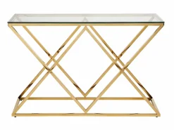 Vente-unique Consola Art Déco - Vidrio templado y acero - Acabado dorado. CHARLOTTE Transparente / Dorado New