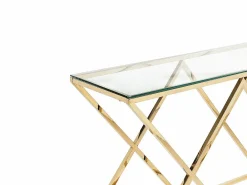 Vente-unique Consola Art Déco - Vidrio templado y acero - Acabado dorado. CHARLOTTE Transparente / Dorado New