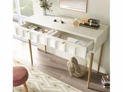 Consola con 2 cajones - leche y dorado - Madera y metal^Hauss Spole Best