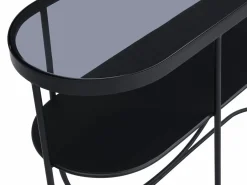 Vente-unique Consola|Consola con 1 estante en metal y cristal ahumado - Negro y Transparente - PRETORIA