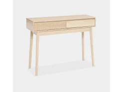 Sweeek Consola con efecto madera de 2 cajones, 100cm madera Marru00f3n Outlet