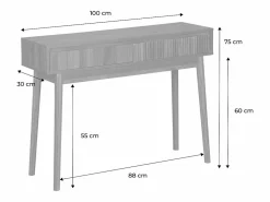Sweeek Consola con efecto madera de 2 cajones, 100cm madera Marru00f3n Outlet