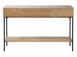 Calicosy Consola|Consola de 3 cajones con 1 estante inferior, decoración de madera y metal negro, L120 cm - TESSA