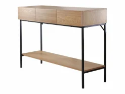 Calicosy Consola|Consola de 3 cajones con 1 estante inferior, decoración de madera y metal negro, L120 cm - TESSA