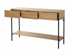 Calicosy Consola|Consola de 3 cajones con 1 estante inferior, decoración de madera y metal negro, L120 cm - TESSA