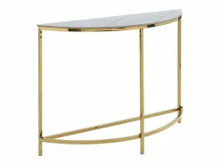 Vente-unique Consola de cerámica y acero inoxidable - Efecto mármol blanco y dorado - CYLIAN Blanco / Dorado Sale