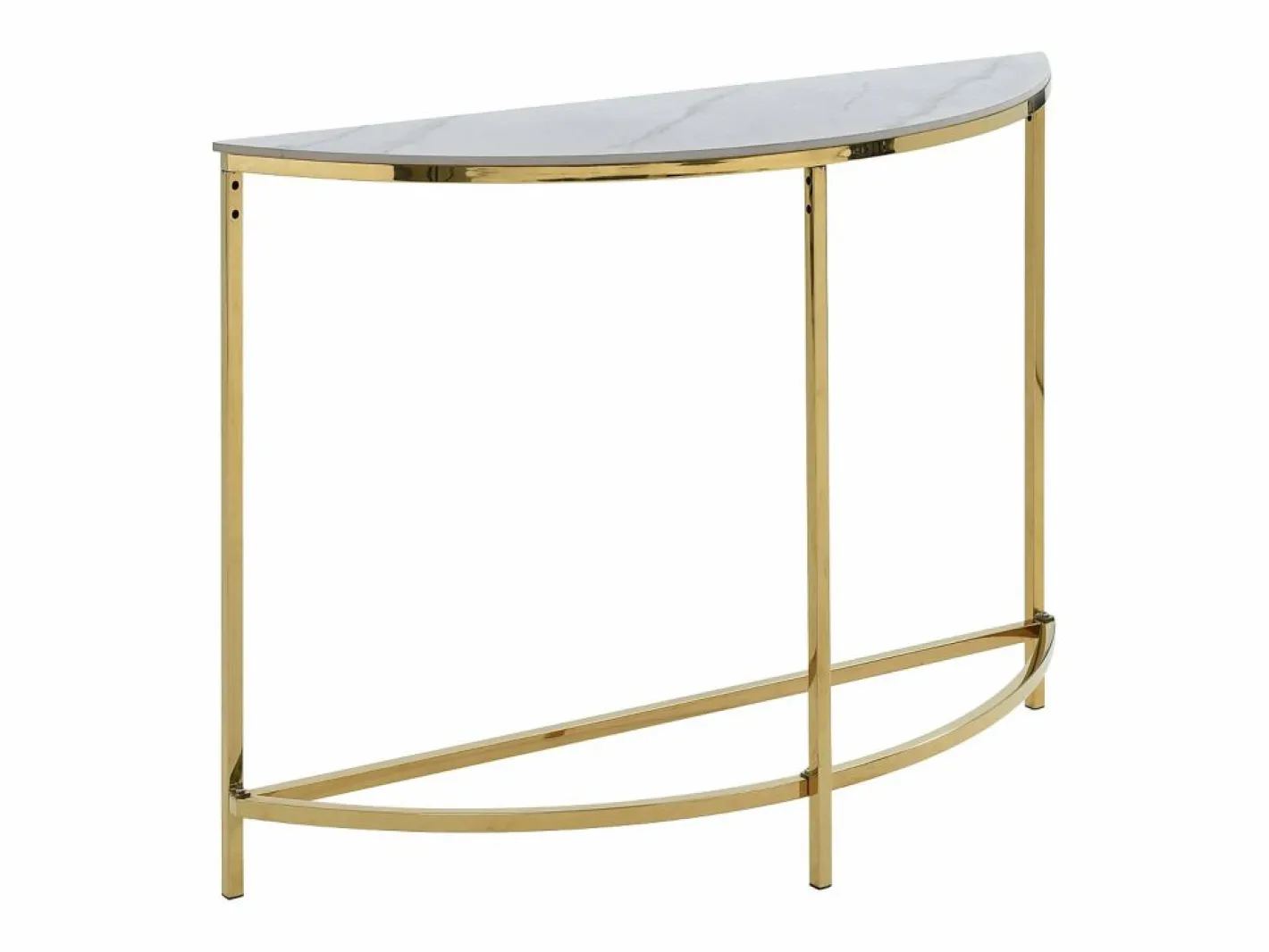 Vente-unique Consola de cerámica y acero inoxidable - Efecto mármol blanco y dorado - CYLIAN Blanco / Dorado Sale