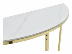 Vente-unique Consola de cerámica y acero inoxidable - Efecto mármol blanco y dorado - CYLIAN Blanco / Dorado Sale