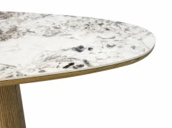 Vente-unique Consola de cerámica y MDF - Natural y efecto mármol blanco - MODREYO Color natural claro / Blanco Best