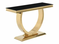 Vente-unique Consola de cristal templado y acero inoxidable - Oro y Negro - ROWAN de Pascal Morabito Negro / Dorado New