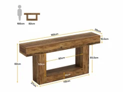 Tribesigns Consola de mesa de 160 cm de largo, mesa de entrada de dos niveles, mesita baja con espacio de almacenamiento Marru00f3n Best