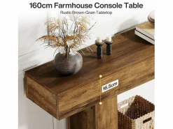 Tribesigns Consola de mesa de 160 cm de largo, mesa de entrada de dos niveles, mesita baja con espacio de almacenamiento Marru00f3n Best