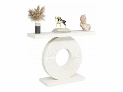 Tribesigns Consola de mesa, Mueble de entrada con base circular en forma, Mesa de entrada de 100 cm para la entrada del salón, el pasillo, 100 x 30 x 79 cm, Blanco Sale
