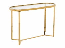 Consola de vidrio templado y acero inoxidable cromado - Transparente y dorado - JOLINY^Vente-unique Sale