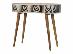 Consola|Consola Edessa Artisan Furniture con incrustaciones de hueso, 1 cajón, marrón claro