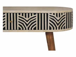 Consola|Consola Edessa Artisan Furniture con incrustaciones de hueso, 1 cajón, marrón claro