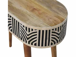 Consola|Consola Edessa Artisan Furniture con incrustaciones de hueso, 1 cajón, marrón claro
