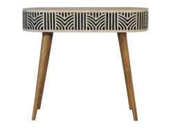 Consola|Consola Edessa Artisan Furniture con incrustaciones de hueso, 1 cajón, marrón claro