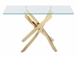 Vente-unique Consola en cristal templado y metal dorado - Transparente - COSIMA Transparente / Dorado