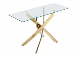 Vente-unique Consola en cristal templado y metal dorado - Transparente - COSIMA Transparente / Dorado