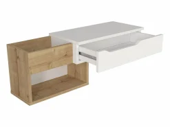 Consola flotante con 1 cajón y 2 estantes - Natural y blanco - DAREKA^Vente-unique Sale