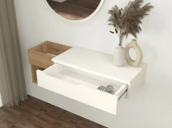 Consola flotante con 1 cajón y 2 estantes - Natural y blanco - DAREKA^Vente-unique Sale