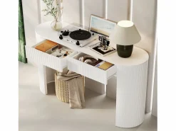 Consola mesa 120x33x76cm - con 2 cajones - Esquinas redondeadas - MDF -^ModernLuxe New
